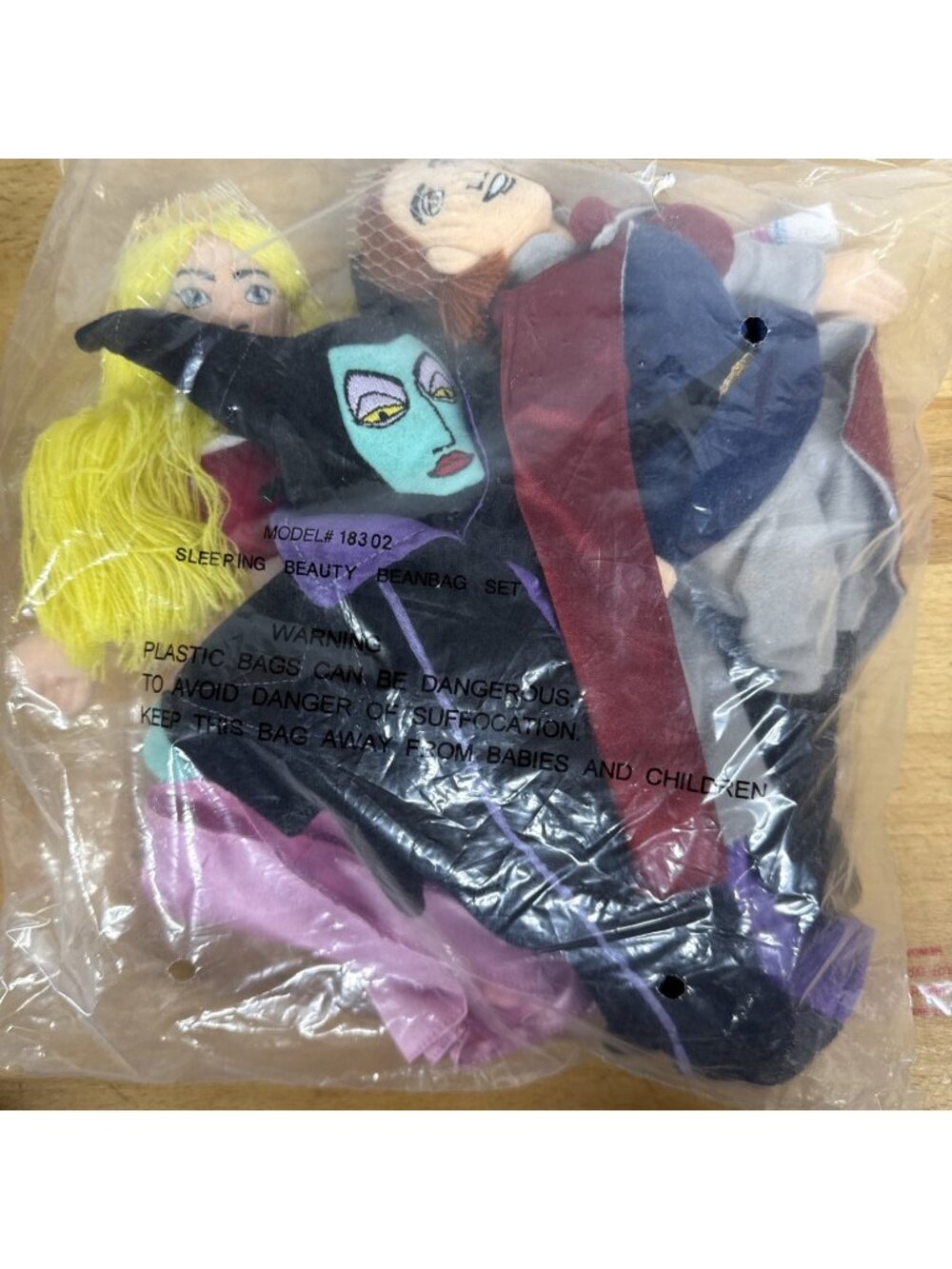 DISNEY STORE SLEEPING BEAUTY Aurora,Prince,Maleficent Beanbag Plush NWT & Sealed